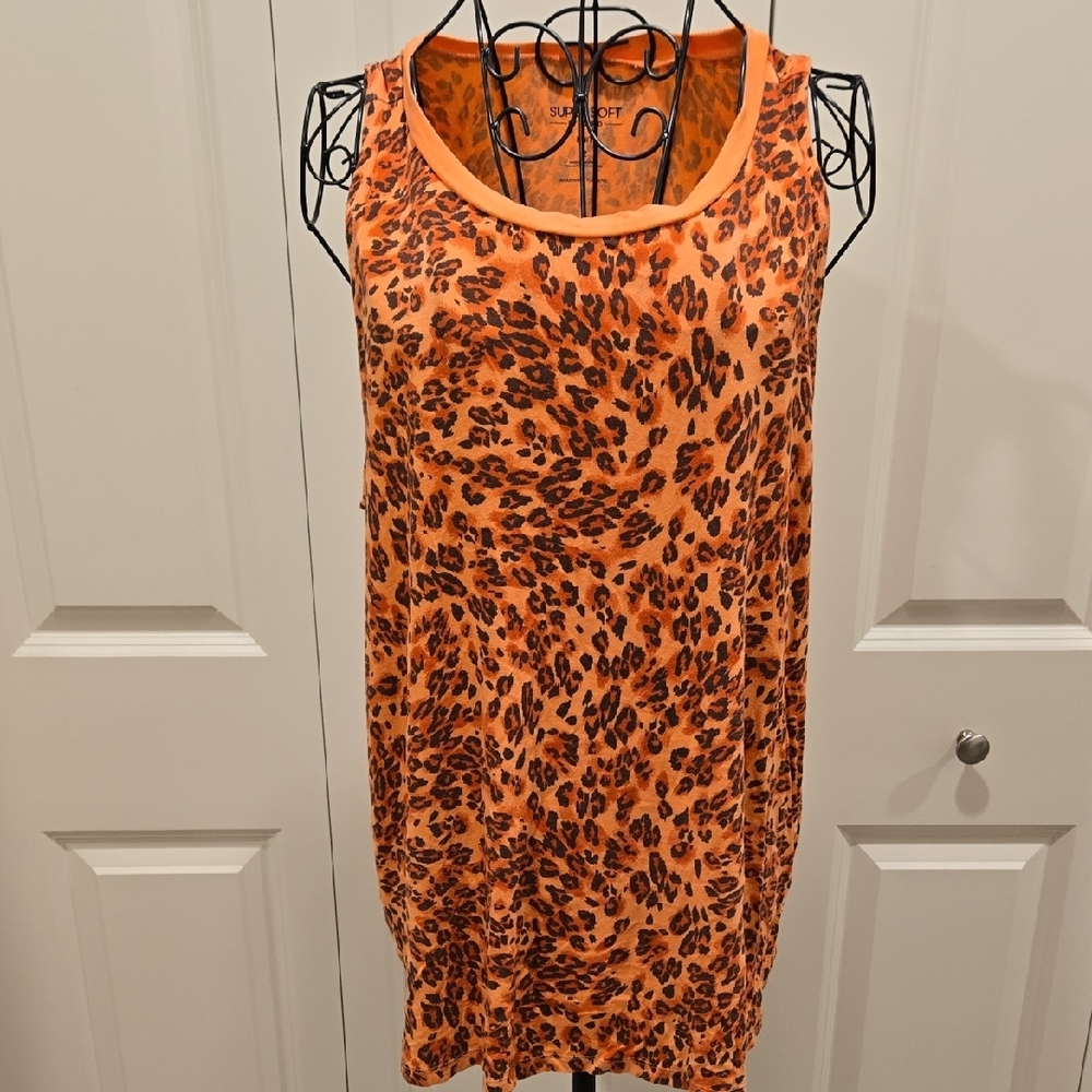 ❤️EUC Torrid Orange Leopard Print Tank Top - Picture 3 of 11